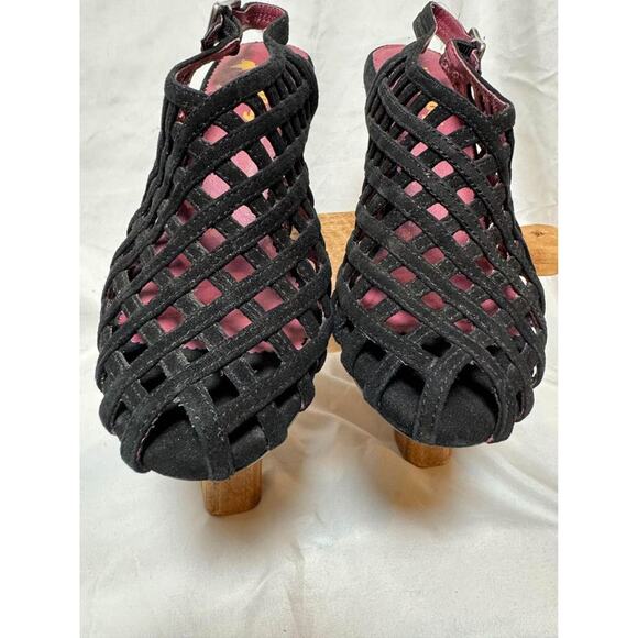 Anthropologie Farylrobin Black Caged Heels Shoes‎ size 7 - Picture 4 of 10